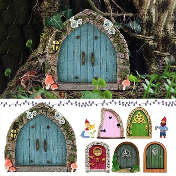 1 Drewniana podłoga Miniaturowy Wspaniały Krasnolud Okno Drzwi Elf Domowy Kreatywne Podwórko Artystyczna Rzeźba Wystrój ogrodu Basen Wspaniały Elf Drzwi Rzemieślnicze Zestawy