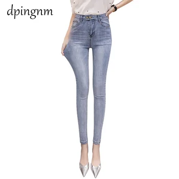 2019 Nowe Modne Dżinsy Damskie Spodnie Ołówek Dżinsy Z Wysokim Stanem Sexy Cienkie Elastyczne Wąskie Spodnie Spodnie Pasują Spodnie Jeansowe Rozmiar Plus