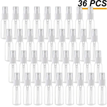 36szt 30 ml / 1 uncja Mini-Butelki z Atomizerem Drobnej Mgły Wielokrotnego Użytku Małe Puste Przezroczyste Plastikowe Butelki Do Podróży