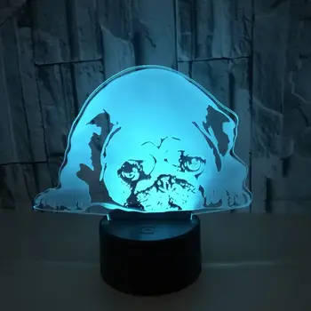 3D Led 7 Kolorów Zmieniających Akrylowy Uroczy Mops Lampa USB Przycisk Dotykowy Modne lampki Nocne Wystrój Domu Do Salonu