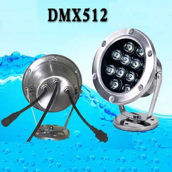 4szt DMX512 RGB LED światło pod wodą Wymienny Kolorowy IP68 6 W 9 W 12 Watt Led Staw, Fontanna Światło Basen światło AC24V