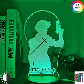 Anime Oprawa Led Cowboy Bebop Spike do Wystroju Sypialni lampka Nocna dla Dzieci Prezent Na Urodziny Manga Cowboy Bebop 3d Lampa Stolik