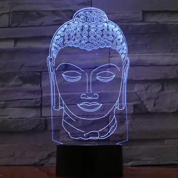 Budda Siakjamuni 3D Iluzja Lampa Usb, Dotykowy Pilot Zdalnego Sterowania Bluetooth głośnik Led Kolorowa Lampa Stołowa