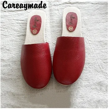 Careaymade-buty Damskie, ręcznie, kapcie Baotou z wołowej skóry, wydział literatury i sztuki w stylu retro, kolor niestandardowy