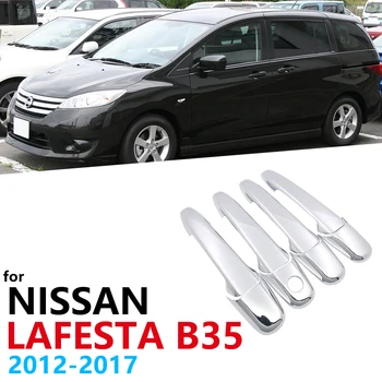 Chromowane Klamki Pokrywa Nissan Lafesta B35 2012 2013 2014 2015 2016 2017 Samochodowe Uchwyty akcesoria samochodowe Naklejki Srebrny połysk