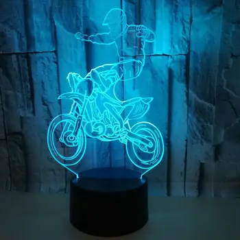 Country Motocykl 3d Lampa Kolorowy ekran Dotykowy Led Wizualny Tenis Lampa Deluxe Dekoracji Małe Lampy Stołowe Do Salonu