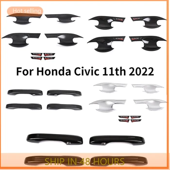 Części zewnętrzne Akcesoria Do Honda Civic 11th 2022 ABS Zewnętrzna Klamka Drzwi Samochodu Powłoka Ochronna Drzwi Miska Dekoracyjne Naklejki