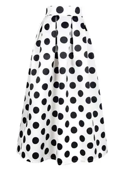 Damskie Modne Kontrastowe spódnica Maxi z nadrukiem w kropki z wysokim Stanem I Kieszeniami