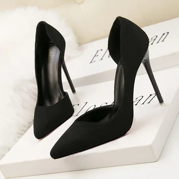 DDYZHY/ Eleganckie buty damskie na wysokim obcasie; kolekcja 2021 roku; buty Ślubne na czerwonym obcasie Dla panny Młodej; Biurowe czarne buty na szpilce ; buty damskie; Scarpe Donna Tacco