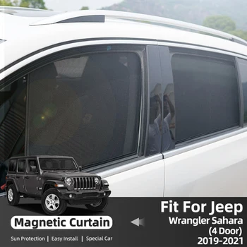 Dla JEEP Wrangler Sahara 4D 2019-2021 Samochodowa Boczna Osłona Okna Oddychająca Siatka Magnetyczna osłona Przeciwsłoneczna dla szyby Samochodu