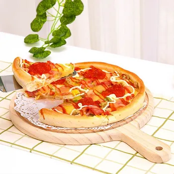 Drewniana Deska Do Pizzy Okrągła Z Ręcznym Patelni Do Pieczenia Pizzy Kamień Do Pizzy Deska do krojenia Danie Formy Do Pieczenia Ciasta Do Pizzy Narzędzia 6 cali