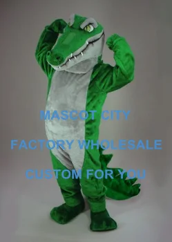Długi Usta Biały Brzuch Zielony Krokodyl Kostium, Kostium Maskotki Rzecznego Zwierząt Maskotka Маскота Karnawałowe Kostiumy Cosplay SW482