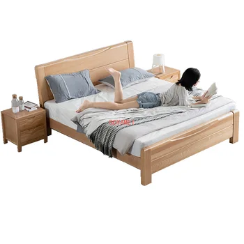 Ekonomiczne twarde łóżko z drewna bukowego prosta chińska twarde łóżko 1,5 m 1,8 m podwójne łóżko sypialnia twarde łóżko