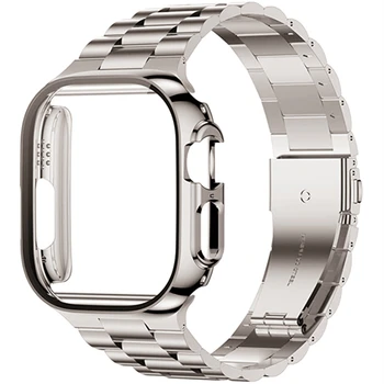 Etui + Pasek Na Apple Watch Ultra Pasek 49 mm Bransoleta ze Stali Nierdzewnej Ochraniacz Ekranu dla Iwatch Apple Watch Ultra Akcesoria