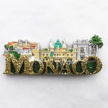 Europejski Zamek Monako Pałac Królewski Podpisane Budynek Trójwymiarowy Krajobraz Turystyka Pamiątkowa Rzemiosła Magnetyczny Magnes Na Lodówkę