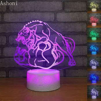 Forma Wilka 3D Nocne Światła Kreatywne Zabawki, Światła LED USB Przycisk Dotykowy Lampa Wystrój Domu Wieczorowe Biżuteria Prezenty