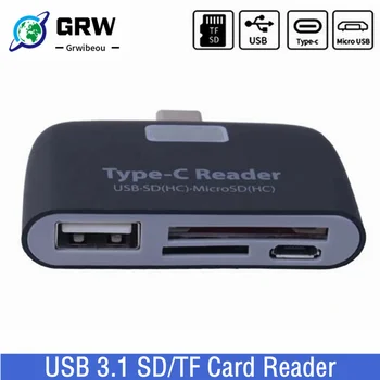 Grwibeou USB 3,1 TYPE-C Czytnik kart USB-C do USB 2.0 SD/Micro SD/TF OTG Adapter Do Kart PC, Laptopów, Telefonów, Wielofunkcyjny Konwerter