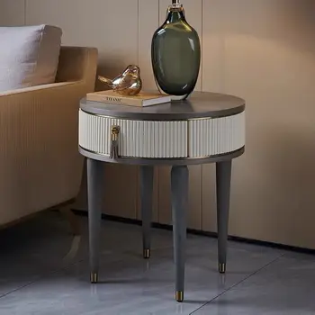 Lekki, luksusowy włoski sofa stolik nowoczesny, minimalistyczny szuflada do przechowywania projektowych okrągłych szafek narożnych do salonu