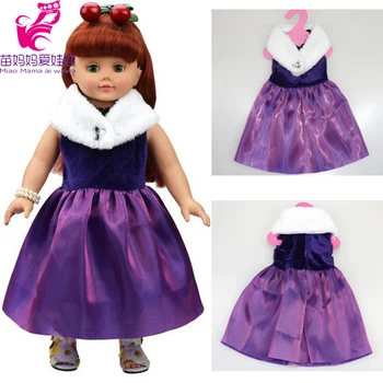 [MMMaWW] Fioletowy sukienka dla lalki 18 cm 45 cm, sukienka z futrzanym kołnierzem dla amerykańskiej lalki, prezent dla dziewczyny