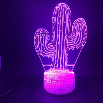 Nighdn 3d Cactus Lampa Led lampka Nocna Sypialnia Nocne 7 Kolorów Zmiana Wystroju Pokoju Światła Dotykowy Pilot Prezenty Na Urodziny