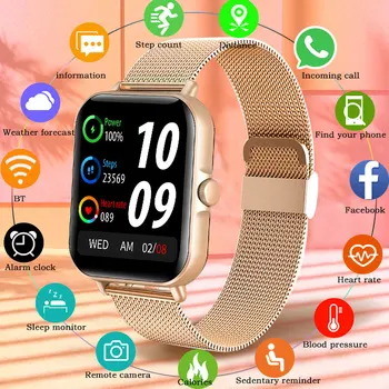 Nowe Inteligentne Zegarki Dla Kobiet, Inteligentne Zegarki Z Zestawem Pokoje, Fitness-Tracker Dla Androida i iOS, Elektroniczny Zegarek, Pulsometr, Zegarek Wodoodporny