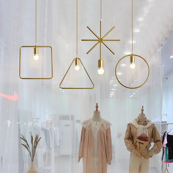 Nowoczesna okienna żyrandol sypialnia sklep odzieżowy ozdoba baru osobowość twórcza złoty sklep z odzieżą damską lampa żyrandol