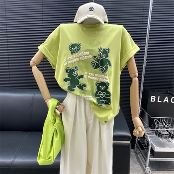 Nowość 2022, modne designerskie nowy stylowy t-shirt znanej marki Green bear z graffiti, Casual Uniwersalna koszulka z Okrągłym dekoltem