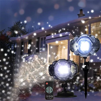 Obrotowy Boże Narodzenie Śnieżynka Projektor Światło Śniegu Odkryty Laser Projekcyjny Oprawa Świąteczna Impreza Wirujące Płatki Śniegu I Światła