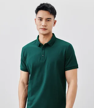 P2934-Męska casual shirt polo z krótkim rękawem męska letnia nowa koszulka w jednolitym kolorze z klapie i krótkim rękawem.J8511
