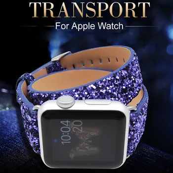 Pasek na nadgarstek Dla Apple iWatch Glisten Style Double Tour Pochodzàcych Skórzany Pasek Do zegarka Apple Watch Series 1 2 3 Watchband 38-42 mm