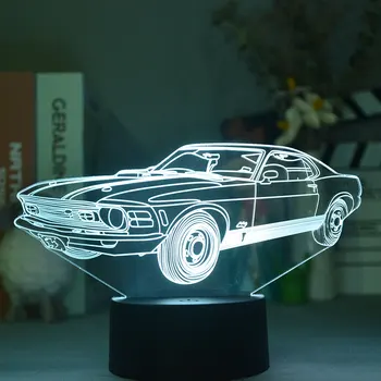 Piękny Sedan Kształt 3D Iluzja Samochodowy Nocne Męskie Chłopak Kochający Prezent dla Dzieci, Sypialnia dla Dzieci Stolik nocny, Lampa Led Czujnik Światła