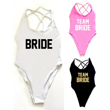 Plus Rozmiar strój Kąpielowy Damski Jednoczęściowy strój Kąpielowy DRUŻYNA panny MŁODEJ List wieczór Kawalerski Body Letni strój Kąpielowy bikini 2021 mujer