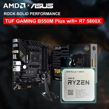 Procesor AMD New Ryzen 7 5800X R7 5800X + ASUS TUF GAMING B550M PLUS złącze WI-FI II AM4 Gamer Procesor B550 placa mae Akcesoria