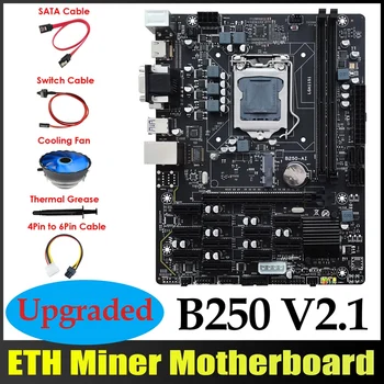 Płyta główna B250 ETH Miner 12XPCIE + 4Pin-6Pin Kabel + Wentylator + Kabel SATA + Kabel przełącznika + pastą B250 AI