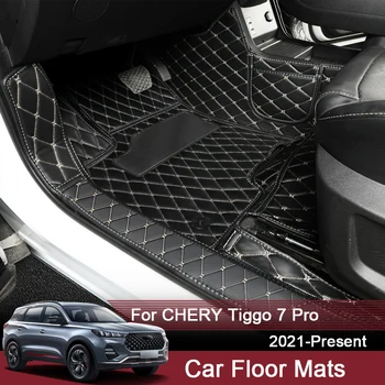 Samochodowy 3D Surround Mata do stóp na Zamówienie Dla CHERY Tiggo 7 PRO 2021-Obecnie LHD Skórzany Podłogowy Zabezpieczający Wodoodporna Mata Auto Akcesoria