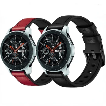 Skórzany Pasek Silikonowy Samsung Galaxy Watch 3 45 mm/5/4/3/ Active 2 /Huawei Watch GT2 Wymienna Bransoletka dla Amazfit GTR 47 mm