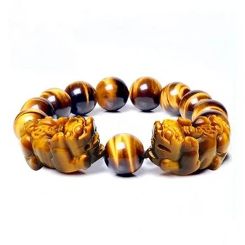 Sprzedaż hurtowa JoursNeige Żółte Tygrysie Oko Bransoletki Z Kamienia Naturalnego 12 mm Koraliki Okrągłe Podwójne PiXiu Bransoletka dla Miłośników Energii Biżuteria
