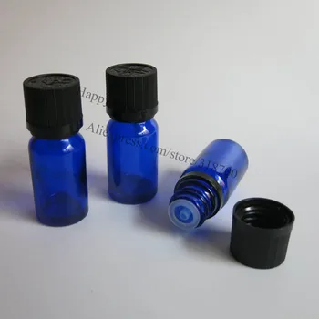 Szklana butelka dla olejku 360 x 10 ml z pokrywą w celu ochrony dzieci, zabezpieczonej przed otwarciem, 1/3 uncji kobaltowej niebieskiej opakowań kosmetycznych