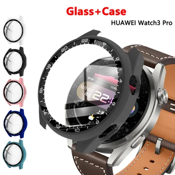 Szkło hartowane + Etui do Huawei Watch 3 Pro 48 mm Zderzak w postaci Muszli Matowy PC Wszystko Wokół pokrywa Ochronna Huawei Watch 3 Ochrona Ekranu