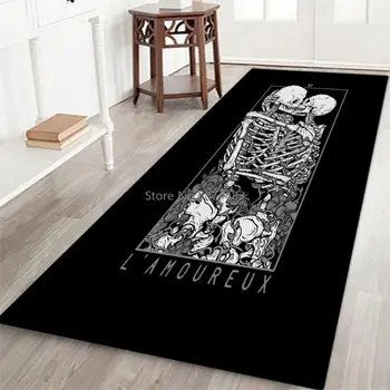 Temat Halloween Prostokątny dywan z wzorem Szkieletu, miękki фланелевый dywanik do podłogi, dywan z antypoślizgową oparciem, Ozdoby do domu.