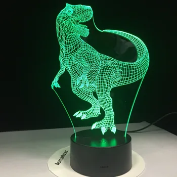 Tyranozaur Rex Nowy Dinozaur 3D Led lampki Nocne z 7 Kolorów Światła do Dekoracji Domu Lampa jest Niesamowita Wizualizacja Optyczna