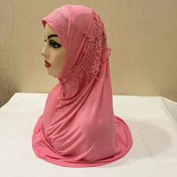 Wepbel Muzułmańska Kobieta Islamski Hidżab Szalik Lodu Jedwab Koronki Kwiat Gorące Rhinestone Welon Tydzień Szalik Głowy, Szaliki, Papier Pakowy