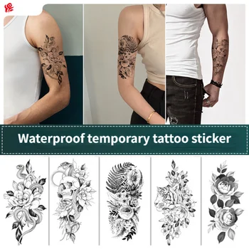 Wodoodporna Tymczasowy Tatuaż Naklejka Realistyczny Społeczny Kwiat Sprzedaż Hurtowa z Fabryki Mroczna Seria Tatuaż Naklejka Fałszywy Tatuaż dla Kobiety