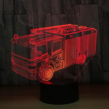 Wóz strażacki 3D lampka Nocna 7 Kolorów Zmieniających LED USB Zdalny czujnik przyciskowy 3D Lampa Jako Pokój dziecięcy Dekoracje Zabawki Światła