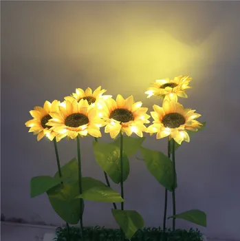 Zasilany energią słoneczną działanie światła słonecznika odporny na wodę na zewnątrz Światło słoneczne kwiat łóżko ogrodu do dekoracji oświetlenia drogi trawnika krajobrazu