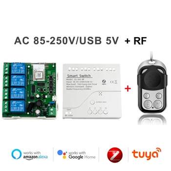 Zigbee Inteligentny Przełącznik Wi-Fi 4CH 10A Moduł Przekaźnik Sterownik DC/AC 7-32 W 12 24 220 W Tuya Smart Life Jog ograniczonym poślizgu RF433 Alexa