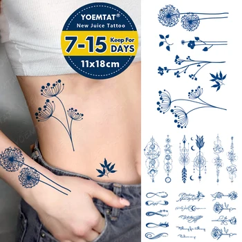 Полупостоянная Wodoodporna Tymczasowy Tatuaż Naklejka Mniszek Liść Klonu Róża Kwiatowy Sok Trwałe Farby Ziołowe Fałszywe Tattoo Body Art